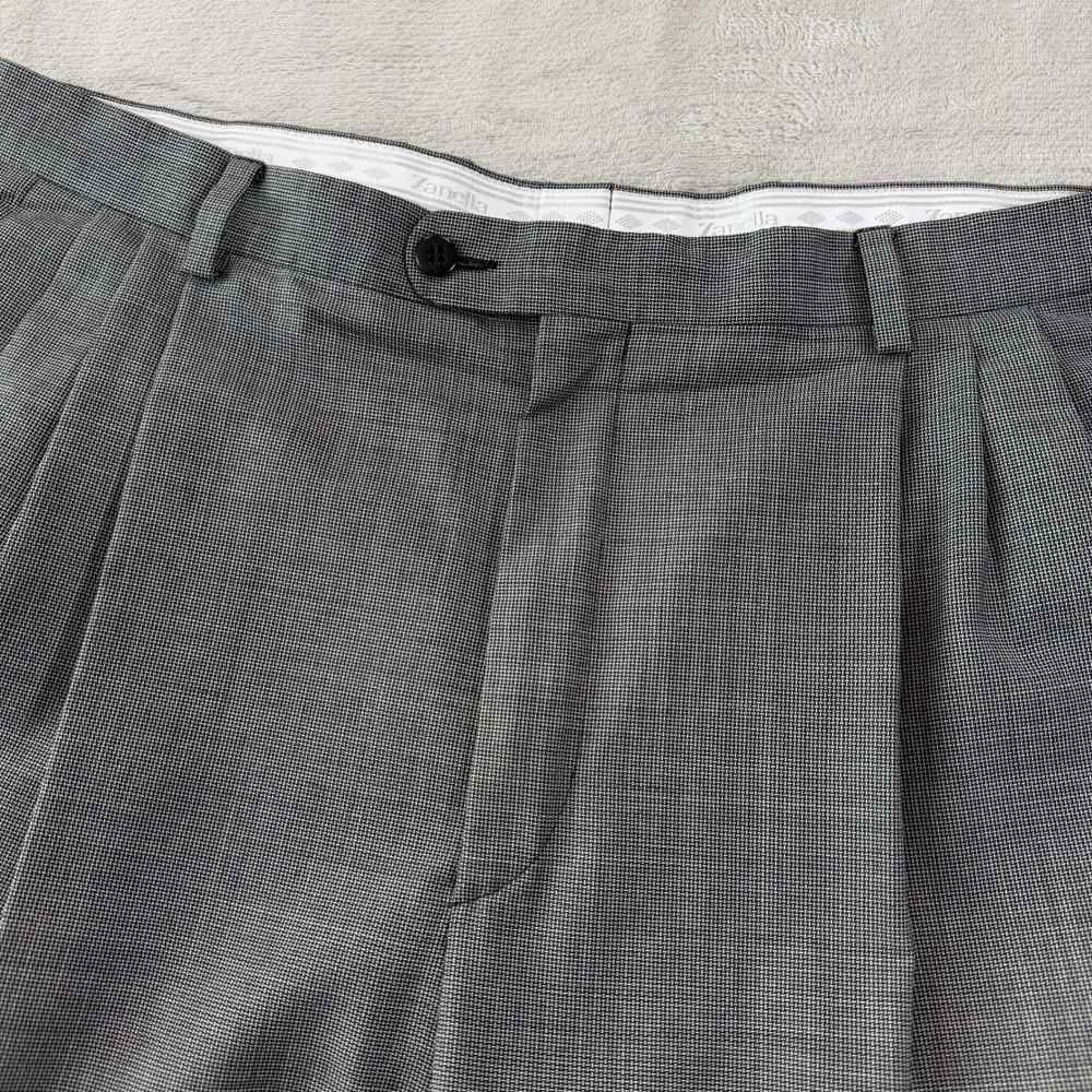 Zanella Alter Mens 36x30 Gray Wool Pleated Dress Pants Made in Italy Classic EUC - Picture 4 of 11